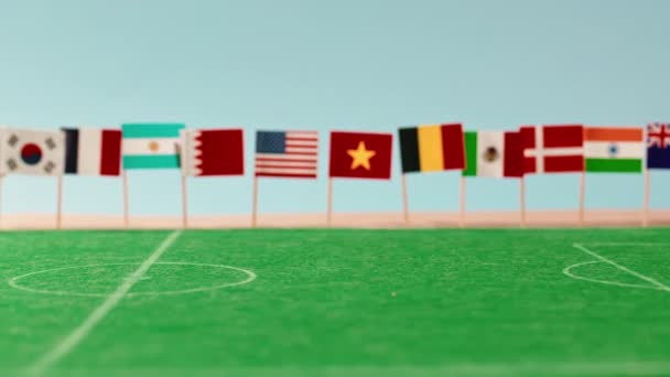 Dünya Futbolu Minyatür Spor Sahası Görüntüsü — Stok video
