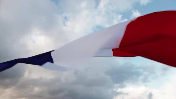 Realistisch Frankrijk Vlag Wapperend Lucht — Stockvideo