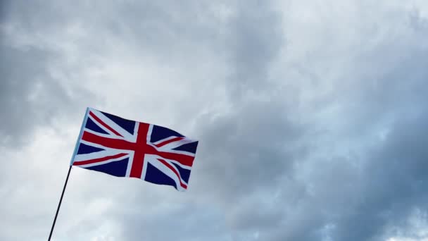 Britská Vlajka Vlající Anglické Obloze — Stock video