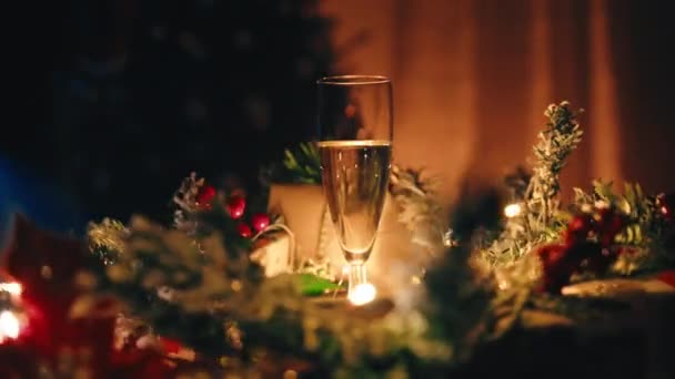 Fiesta Año Nuevo Con Champán Noche — Vídeos de Stock