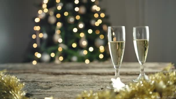 Бокалы Шампанского Новый Год — стоковое видео