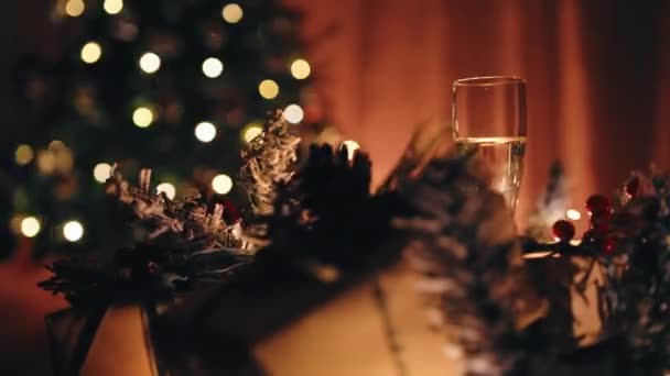 Glass Champagne Christmas Tree — Stock Video