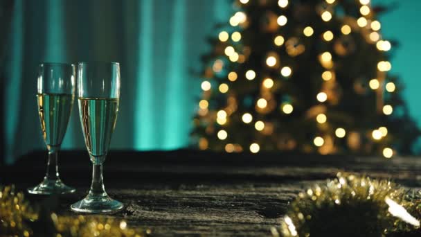 Champagne Glass Christmas Tree — Stock Video