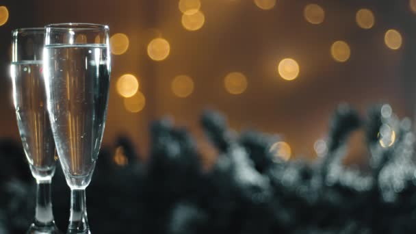 Dva Poháry Šampaňského Novoroční Párty — Stock video