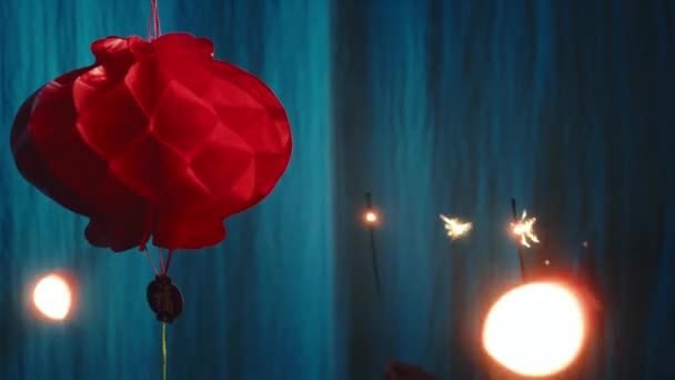 Celebration Chinese New Year Lantern Sparkle — Vídeo de Stock