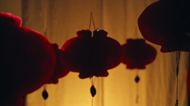 中国の旧正月のお祝いの背景と赤いランプ — ストック動画