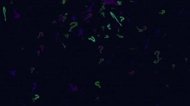 Question mark symbols falling down in black background