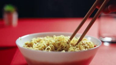 Chinese food ramen on the table of a restaurant for new year.