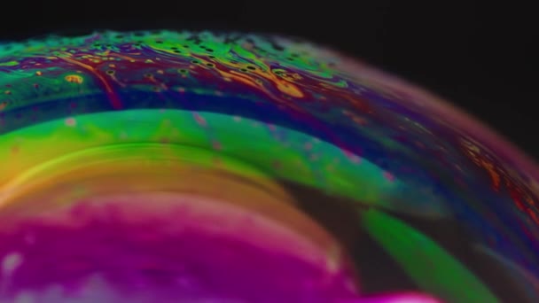 Abstract Random Paint Oil Color Surface Soap Bubble Macro View — Video