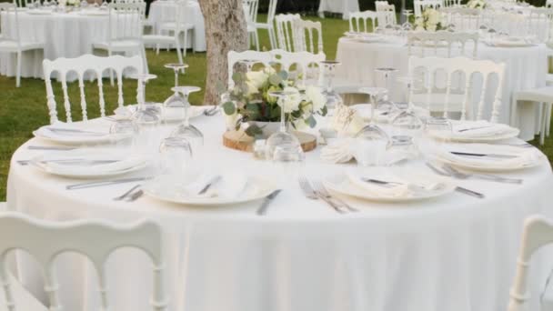 Tablecloth Set Luxurious Open Air Restaurant — Wideo stockowe