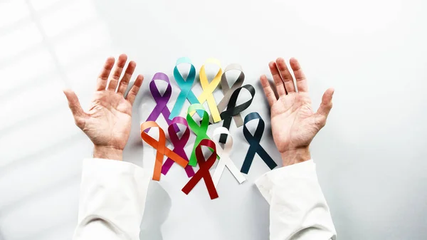 Simbol Busur Untuk Tampilan Latar Belakang Hari Kanker Dunia — Stok Foto