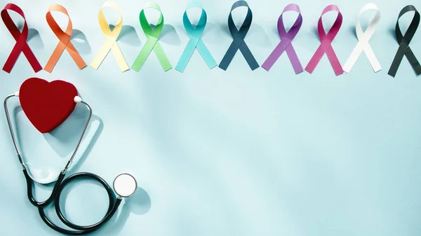 Simbol Busur Untuk Tampilan Latar Belakang Hari Kanker Dunia — Stok Foto