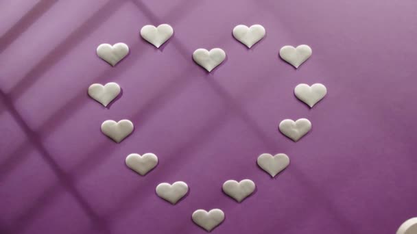 День Святого Валентина Плоский Слой Сердцем Подарочная Коробка — стоковое видео