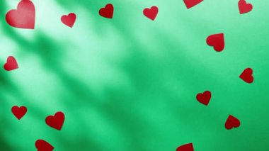 Valentines day background flat layer with heart and gift box.