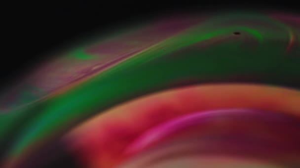 Abstract Random Paint Oil Color Surface Soap Bubble Macro View — Wideo stockowe