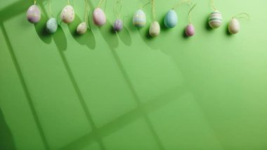 Happy easter decorative flat layer background.