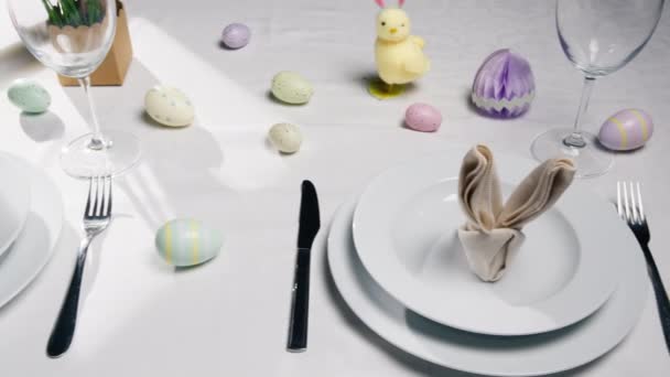 Mesa Con Dulces Decoraciones Pascua — Vídeos de Stock