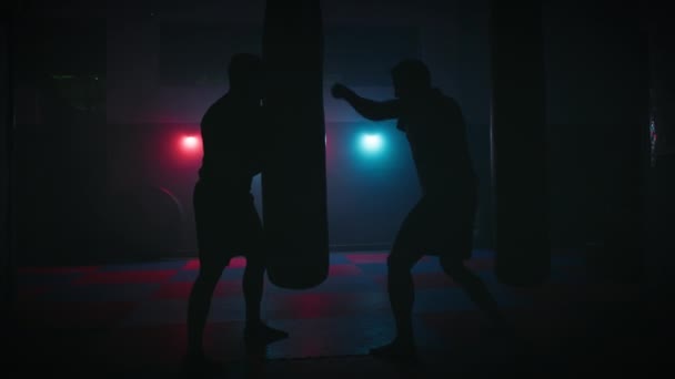 Тренування Спортзалі Боксом Перфораторі Кільці — стокове відео