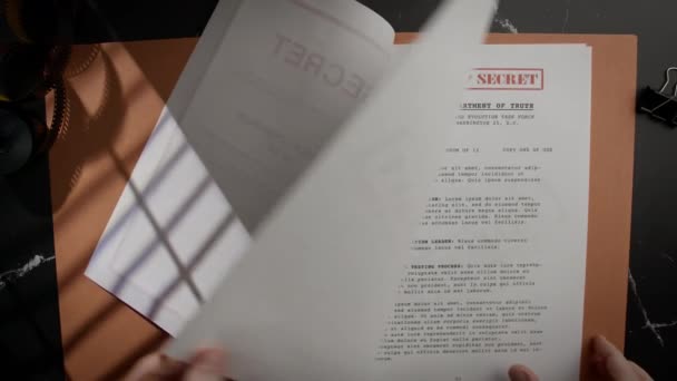 Browse Top Secret Censored Documents — Stock Video