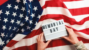 Memorial day background with united states flag on the table. clipart