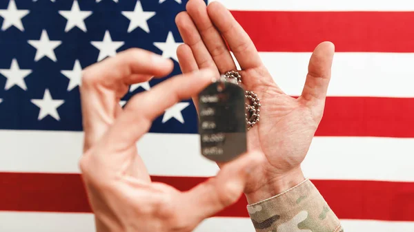 Husk Den Døde Soldaten Minnedagen Med Det Amerikanske Flagget – stockfoto