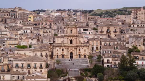 Modica Κεραία Της Πόλης Θέα Αυτό Διάσημο Μέρος Στη Σικελία — Αρχείο Βίντεο
