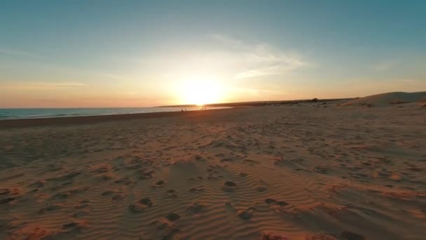 Dunes Sable Sicile Plage Côte Près Océan Coucher Soleil — Video