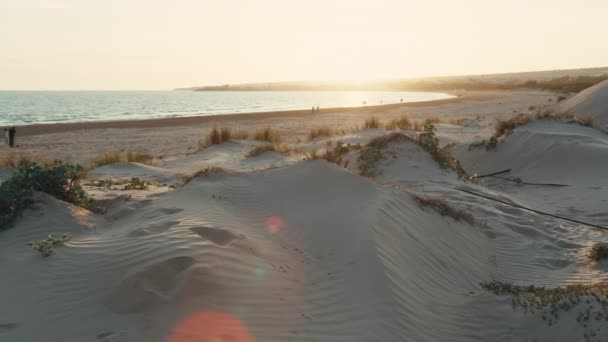 Dunas Areia Costa Praia Sicília Perto Oceano Pôr Sol — Vídeo de Stock