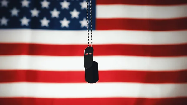 Siluet Militer Piring Untuk Peringatan Hari Terhadap Bendera Usa — Stok Foto