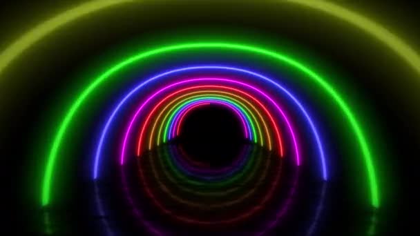 Πολύχρωμο Ουράνιο Τόξο Από Φώτα Νέον — Αρχείο Βίντεο