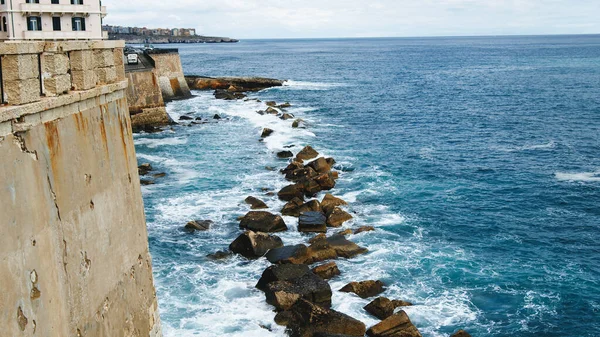 stock image Siracusa city in Italy view of the castle and the scenic Mediterranean ocean