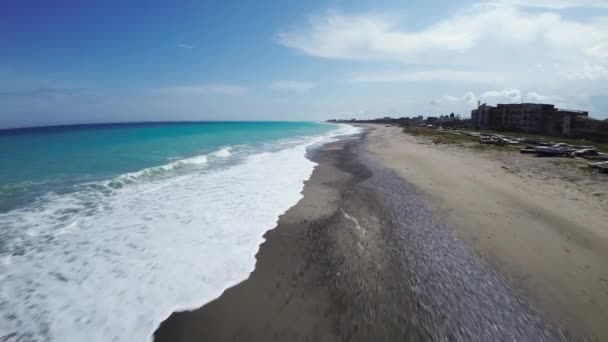 Vista Aérea Las Playas Calabria Atardecer — Vídeos de Stock