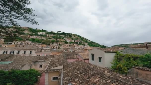 Modica City Pan Γυρίστηκε Συννεφιασμένη Μέρα Στη Σικελία — Αρχείο Βίντεο