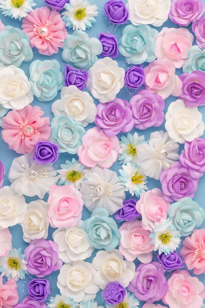 Bed Flowers Flat Lay Background — Stock Photo, Image