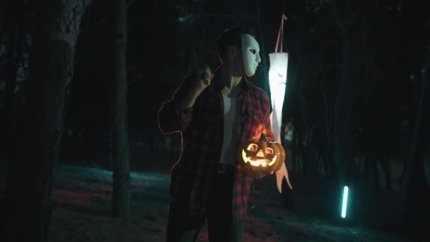 Loco Halloween Bosque Terror — Vídeos de Stock