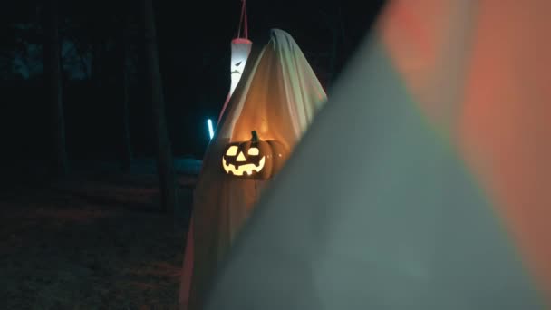 Halloween Szalony Człowiek Lesie Horror — Wideo stockowe