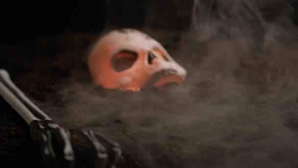墓地で見つかった死んだ骨格頭 — ストック動画