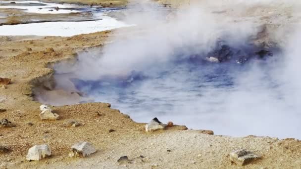 Выбросы Серы Паровая Вода Исландском Вулкане — стоковое видео