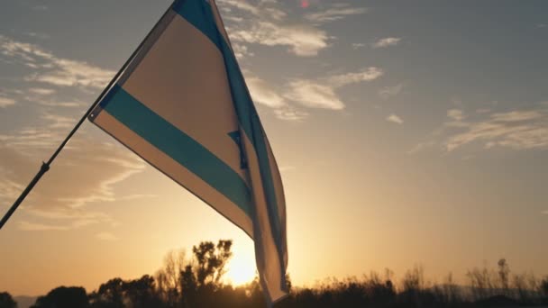 Государственный Флаг Израиля Машущий Фоне Неба — стоковое видео