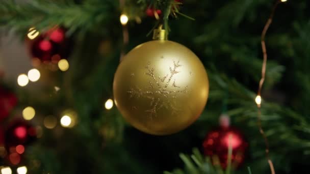 Vánoční Zlatý Míč Stromě — Stock video