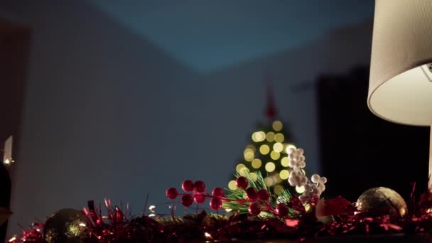 明亮的装饰和圣诞节的复印空间 — 图库视频影像
