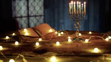 Şamdanlı Mutlu Hanuka Arkaplanı ve Kopyalama Boşluğu