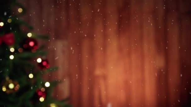 Snowy Background Christmas Tree — Stock Video