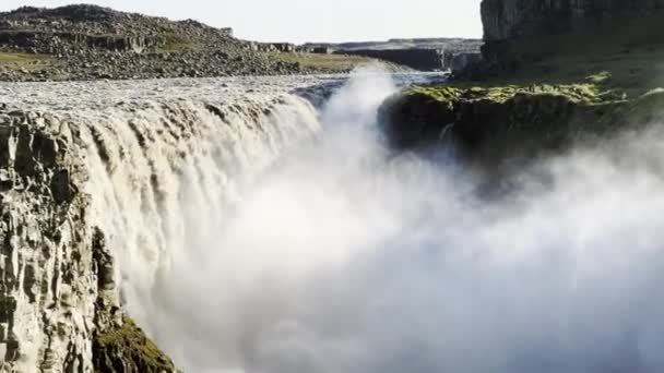 Najpotężniejszy Wodospad Europie Dettifoss Wpadający Rzeki Klip Wideo