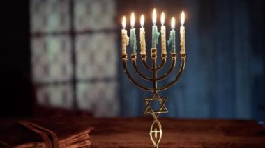 Şamdanlı Mutlu Hanuka Arkaplanı ve Kopyalama Boşluğu