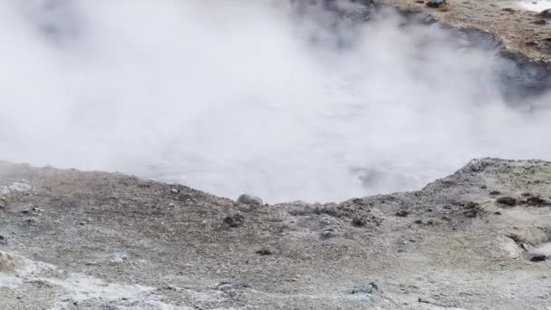 Вода Парящая Дна Земли Вулканическом Месте Исландии — стоковое видео