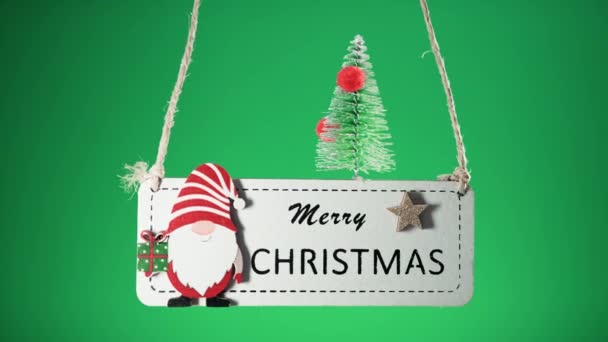 绿色屏幕上的圣诞快乐标牌 — 图库视频影像