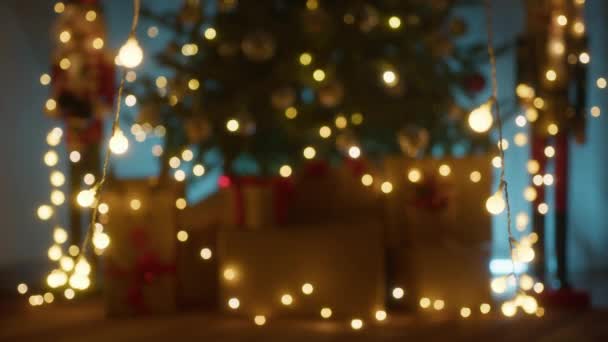 Navidad Luces Intermitentes Fondo Del Árbol — Vídeos de Stock