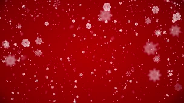 Kreativní Sněhové Vločky Padající Červené Pozadí — Stock video