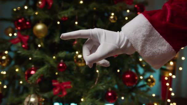 Kerstman Met Puntige Vinger Bewegende Achtergrond — Stockvideo